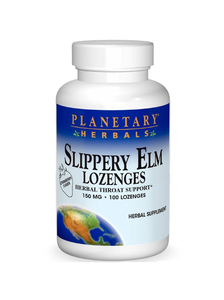 Planetary Herbals, Slippery Elm Lozenges Strawberry Flavor, 100 lozenges