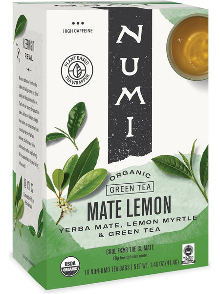 ** 12 PACK ** Numi, Mate Lemon, 18 Non-GMO Tea Bags