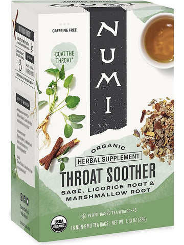 ** 12 PACK ** Numi, Throat Soother, 16 Non-GMO Tea Bags