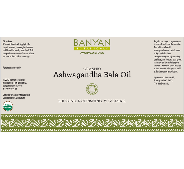 Banyan Botanicals, Ashwagandha/Bala Oil, Organic, 34 fl oz
