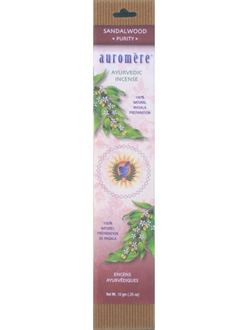 Auromere, Ayurvedic Incense Sandalwood, 10 g, 10 sticks