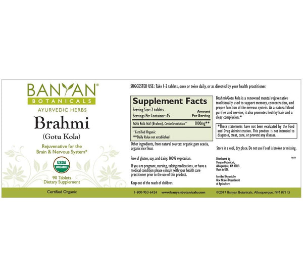 Banyan Botanicals, Brahmi, Gotu Kola, 90 tabs
