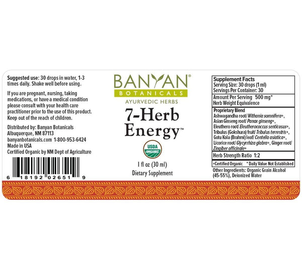 Banyan Botanicals, 7 Herb Energy, Liquid Extract, 1 fl oz