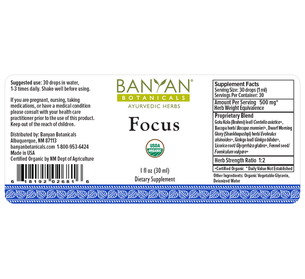 Banyan Botanicals, Focus, Liquid Extract, 1 fl oz, 30 ml