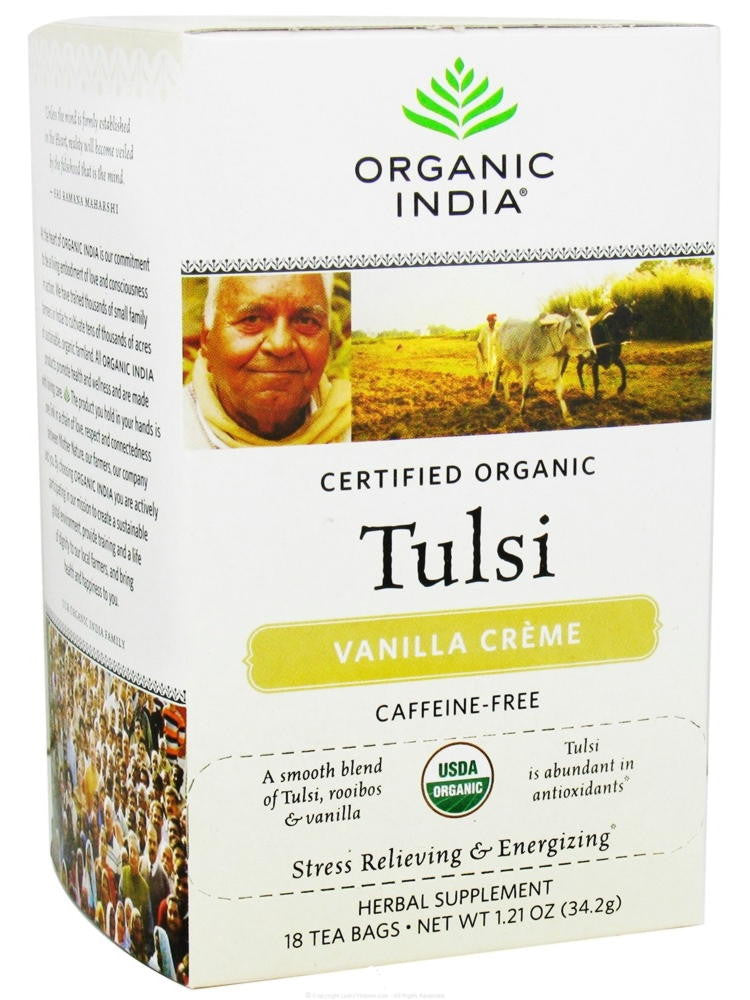Tulsi Vanilla Creme Tea (Caffeine Free), 18 ct, Organic India