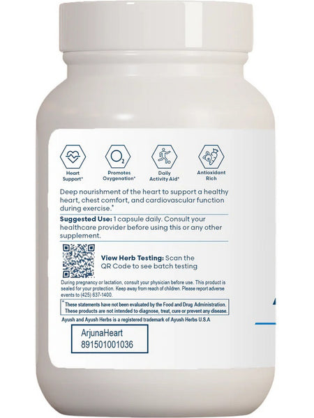 Ayush Herbs, Arjuna Heart, 90 Vegetarian Capsules