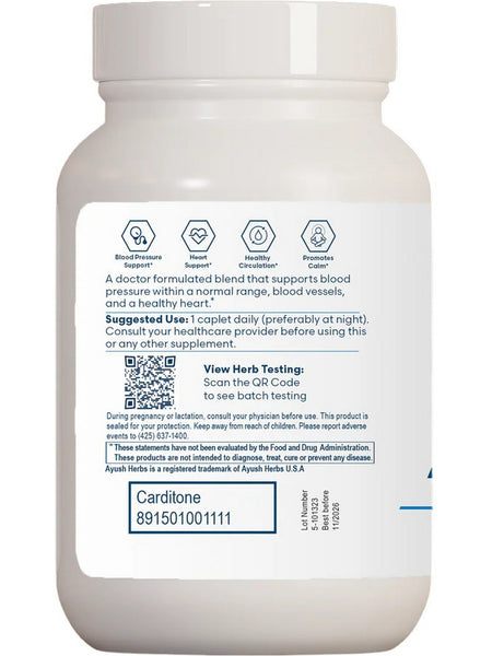 Ayush Herbs, Carditone, 60 Caplets