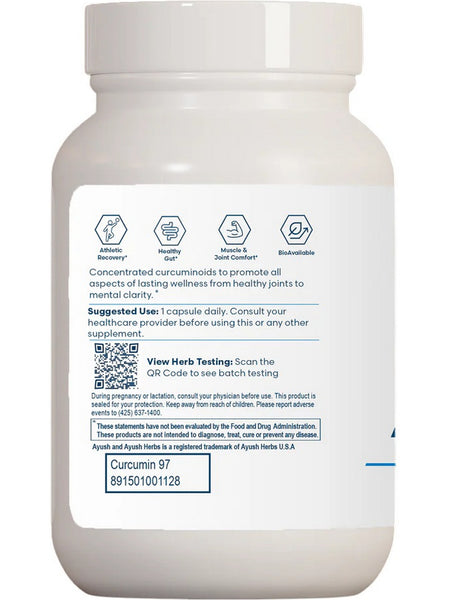 Ayush Herbs, Curcumin 97%, 90 Vegetable Capsules