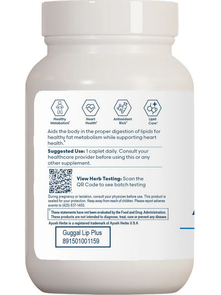 Ayush Herbs, Guggal-Lip Plus, 90 Caplets