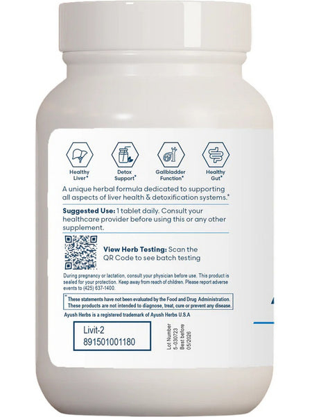 Ayush Herbs, Livit-2, 90 Vegetarian Tablets