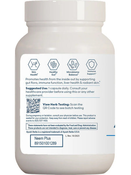 Ayush Herbs, Neem Plus, 90 Vegetarian Capsules