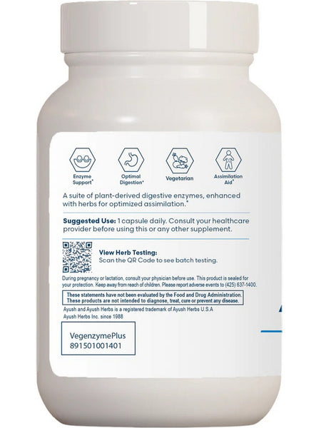 Ayush Herbs, VegenzymePlus, 90 Vegetable Capsules