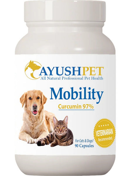 Ayush Herbs, Pet Mobility Curcumin 97%, 90 Capsules