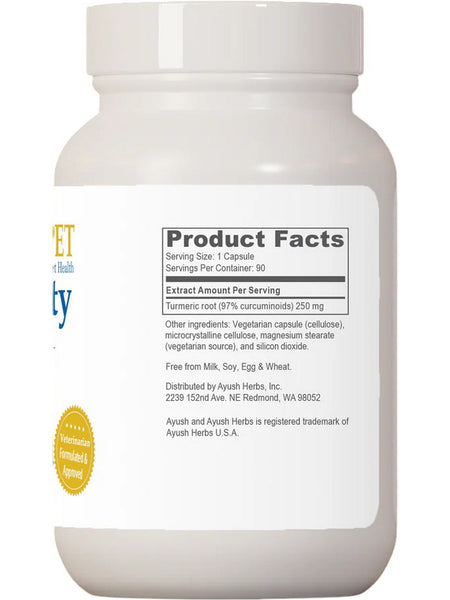 Ayush Herbs, Pet Mobility Curcumin 97%, 90 Capsules