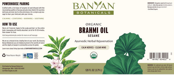 Banyan Botanicals, Brahmi Oil (Sesame Oil Base), 128 fl oz