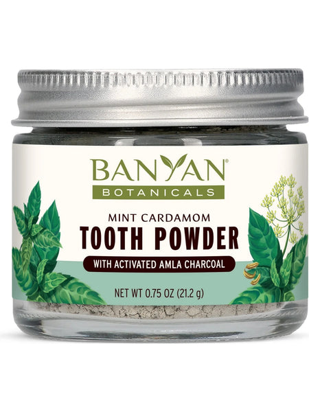Banyan Botanicals, Tooth Powder With Activated Amla Charcoal, Mint Cardamom, 0.75 oz