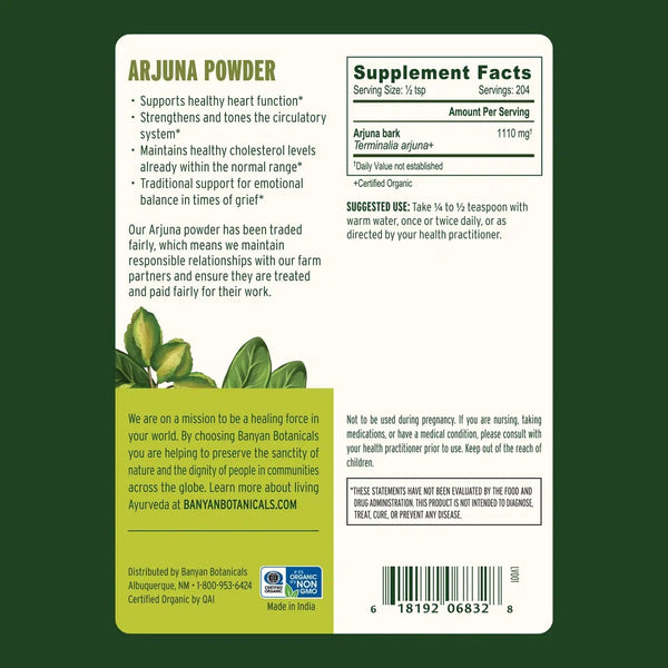 Banyan Botanicals, Arjuna Powder, 1/2 lb
