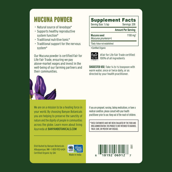 Banyan Botanicals, Mucuna (Kapikacchu) Powder, 1/2 lb