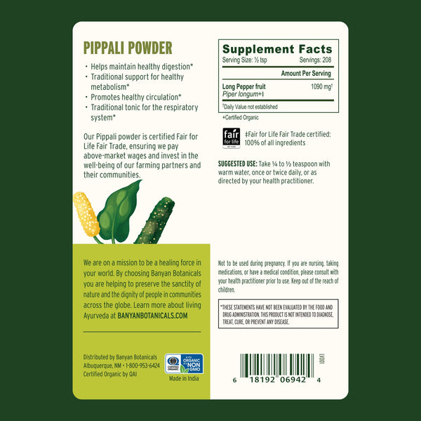Banyan Botanicals, Pippali Powder, 1/2 lb