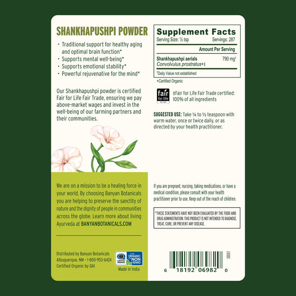 Banyan Botanicals, Shankhapushpi Powder, 1/2 lb