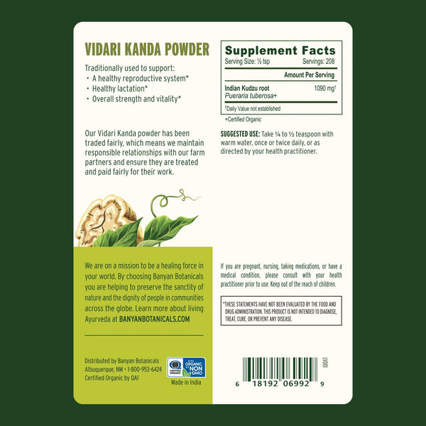Banyan Botanicals, Vidari Kanda Powder, 1/2 lb