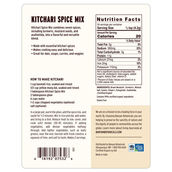 Banyan Botanicals, Kitchari Spice Mix, 1/2 lb