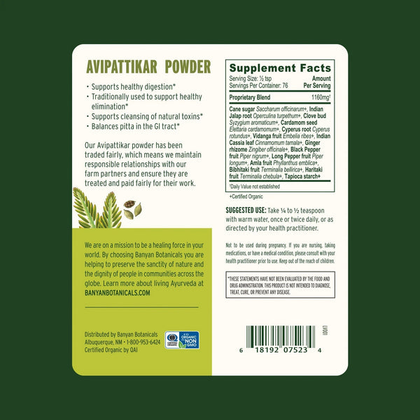 Banyan Botanicals, Avipattikar Powder, 3 oz