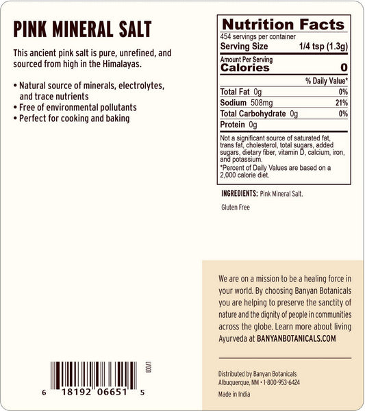 Banyan Botanicals, Pink Mineral Salt, 1 lb