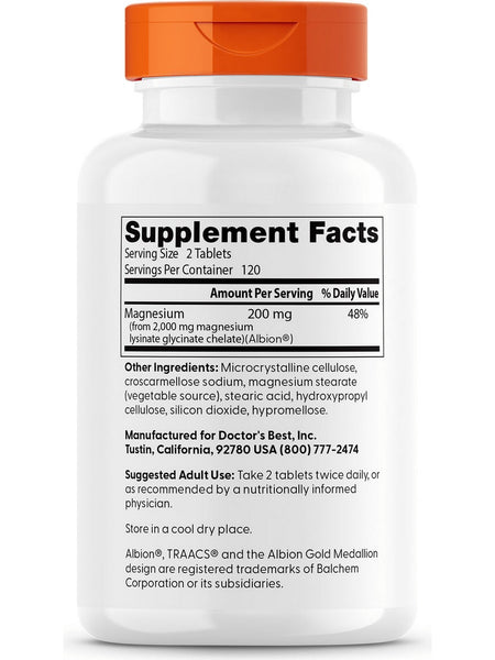 Doctor's Best High Absorption Magnesium, 200 mg, 240 Tablets