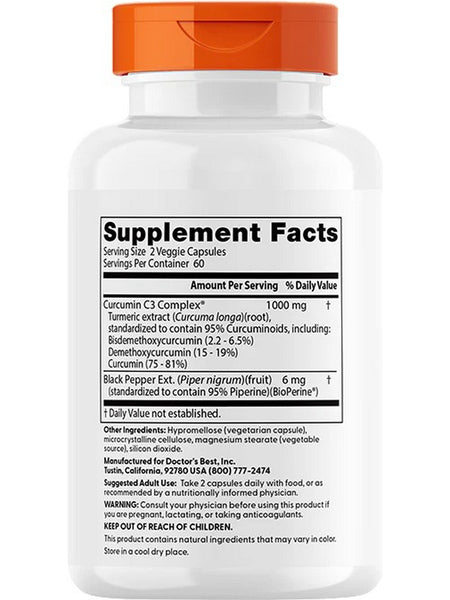Doctor's Best, High Absorption Curcumin, 1,000 mg, 120 Veggie Caps