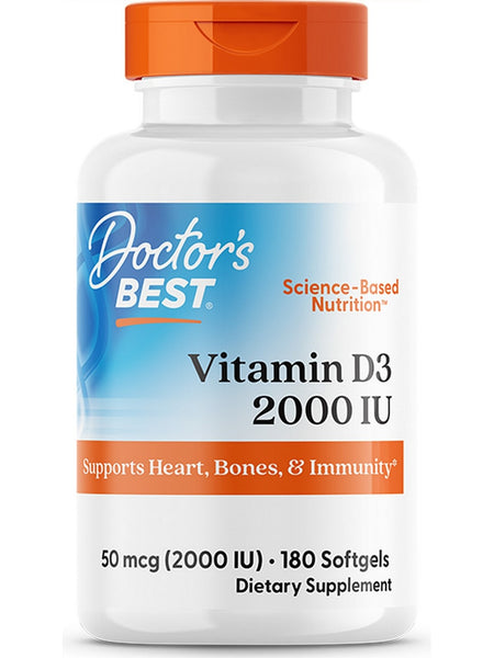 Doctor's Best, Vitamin D3, 2,000 IU, 180 Softgels