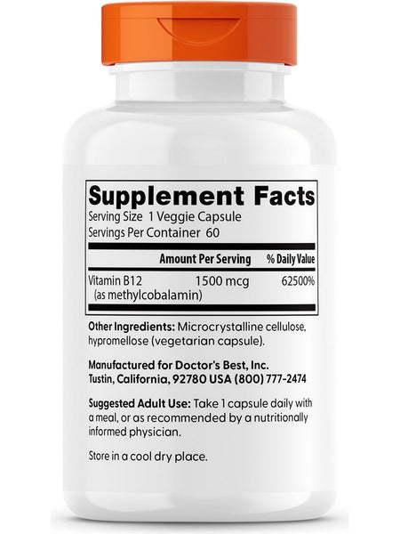 Doctor's Best, Fully Active B12, 1500 mcg, 60 Veggie Caps