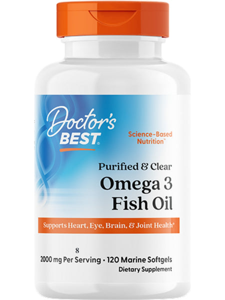 Doctor's Best, Purified and Clear Omega 3 Fish Oil, 2,000 mg, 120 Marine Softgels