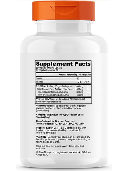 Doctor's Best, Purified and Clear Omega 3 Fish Oil, 2,000 mg, 120 Marine Softgels