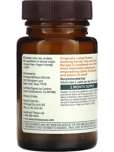 Himalaya Herbal Healthcare, Organic Bacopa, 30 Caplets