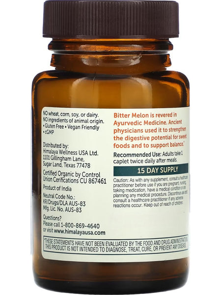 Himalaya, Organic Bitter Melon, 30 Caplets