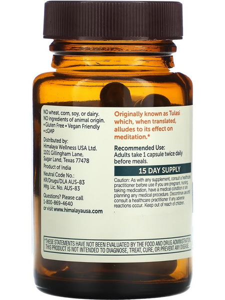 Himalaya Herbal Healthcare, Holy Basil, 30 Vegetarian Capsules