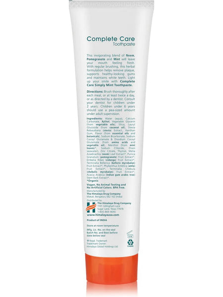 Himalaya Herbal Healthcare, Complete Care Toothpaste, Simply Mint, 5.29 oz (150g)