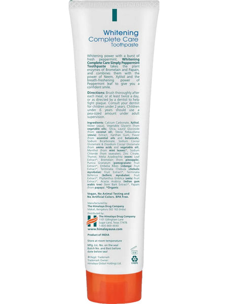 Himalaya Herbal Healthcare, Whitening Complete Care Toothpaste, Simply Peppermint, 5.29 oz (150g)