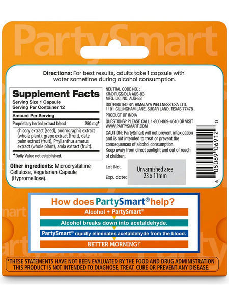 Himalaya, PartySmart, 12-Count Vegetarian Capsules