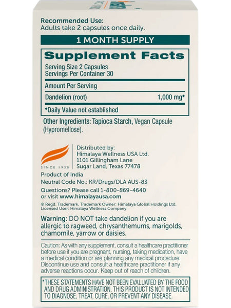 Himalaya, Dandelion, 60 Vegan Capsules