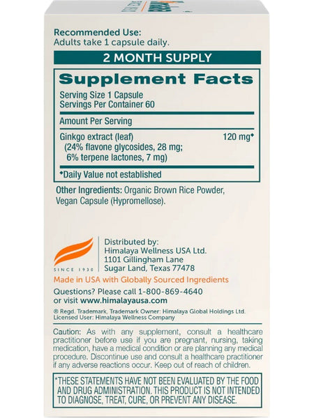 Himalaya, Ginkgo Biloba, 60 Vegan Capsules
