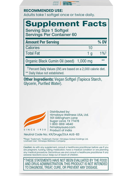 Himalaya, Black Seed Oil, 60 Vegan Capsules