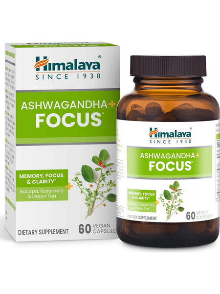 Himalaya, Ashwagandha+ Focus, 60 Vegan Capsules