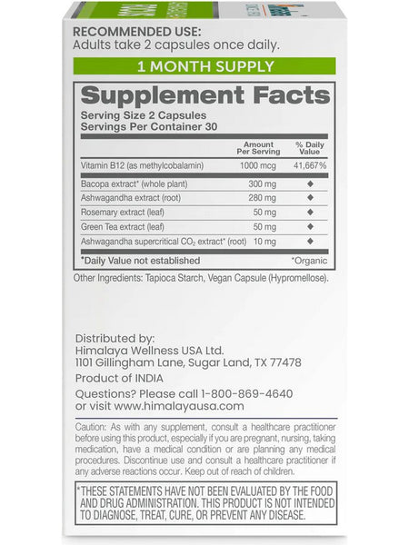 Himalaya, Ashwagandha+ Focus, 60 Vegan Capsules