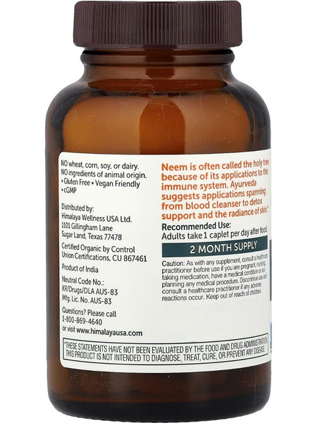 Himalaya, Organic Neem, 60 Caplets