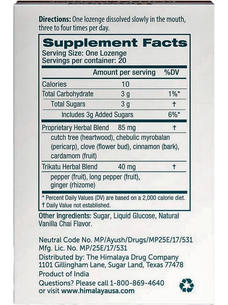 Himalaya, Koflet Lozenges, Vanilla Chai, 20 Lozenges