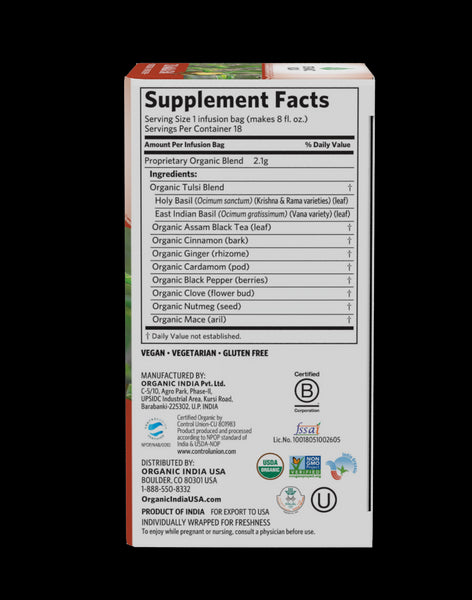 Organic India, Tulsi Masala Chai Tea, 18 ct