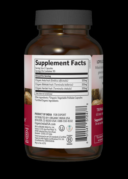 Organic India, Triphala, 180 caps