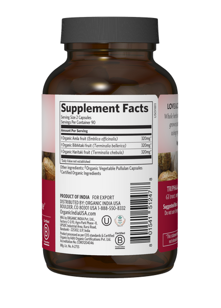 Organic India, Triphala, 180 caps